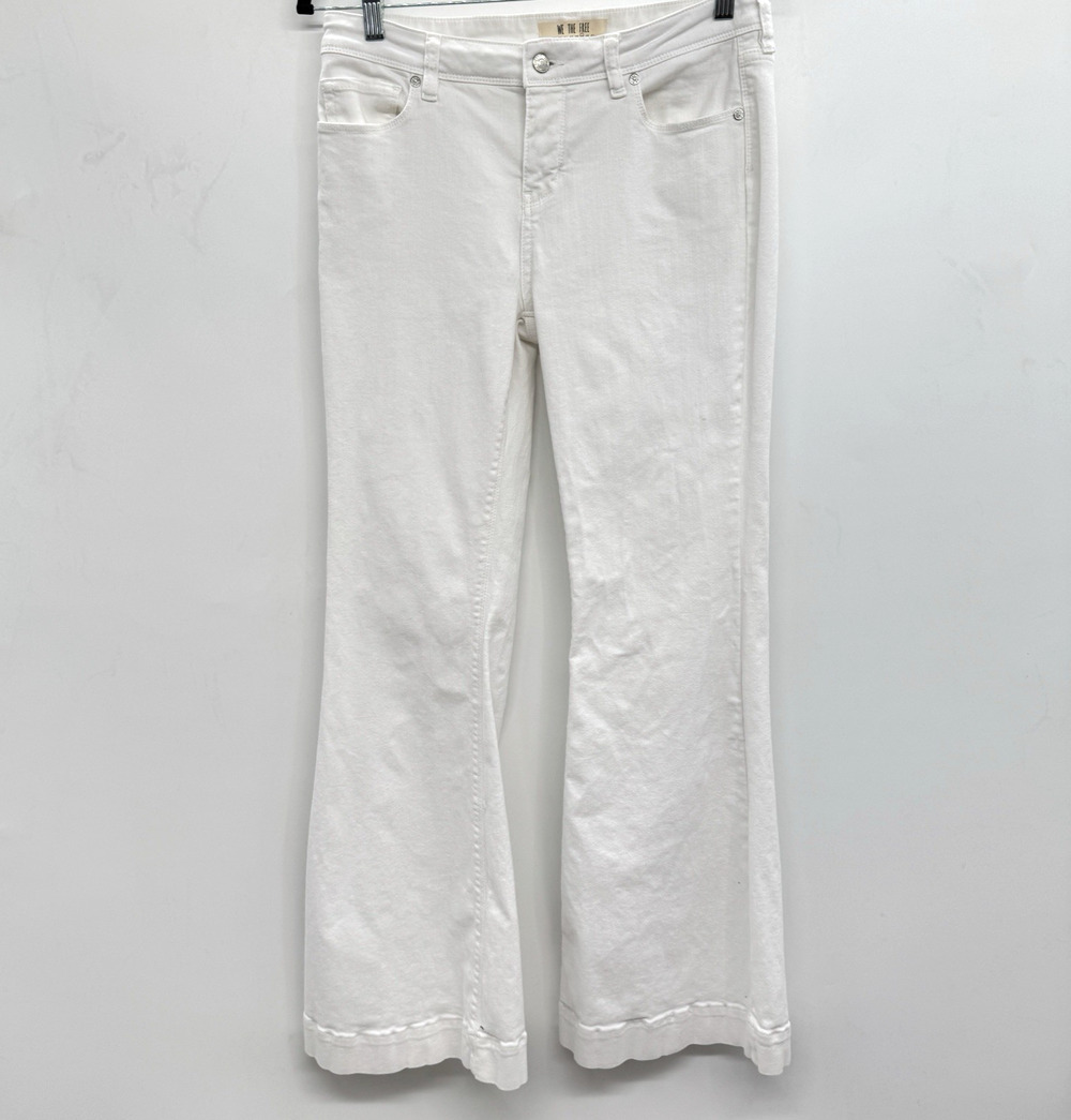 Free People We The Free Mid-Rise Flare Jeans Sz 29 White Festival Coachella Boho